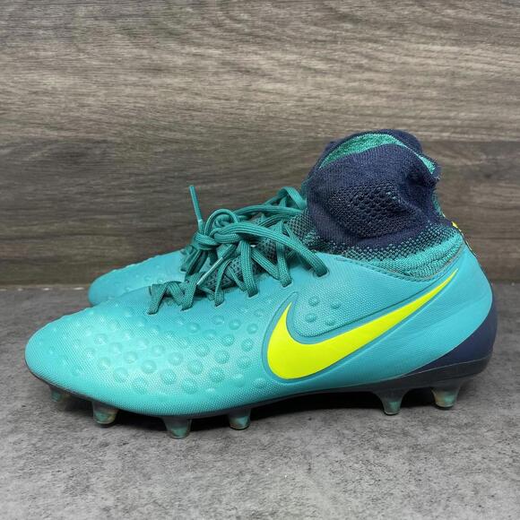 Nike Magista Obra II FG Soccer Cleats Kids Size 6Y GS Green Blue